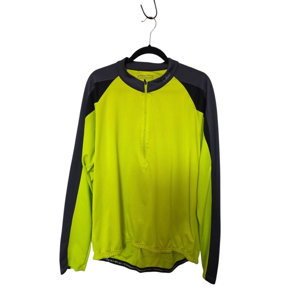 Nishiki‎ Mens Cycling Jersey Long Sleeve Quarter Zip Lime Green L